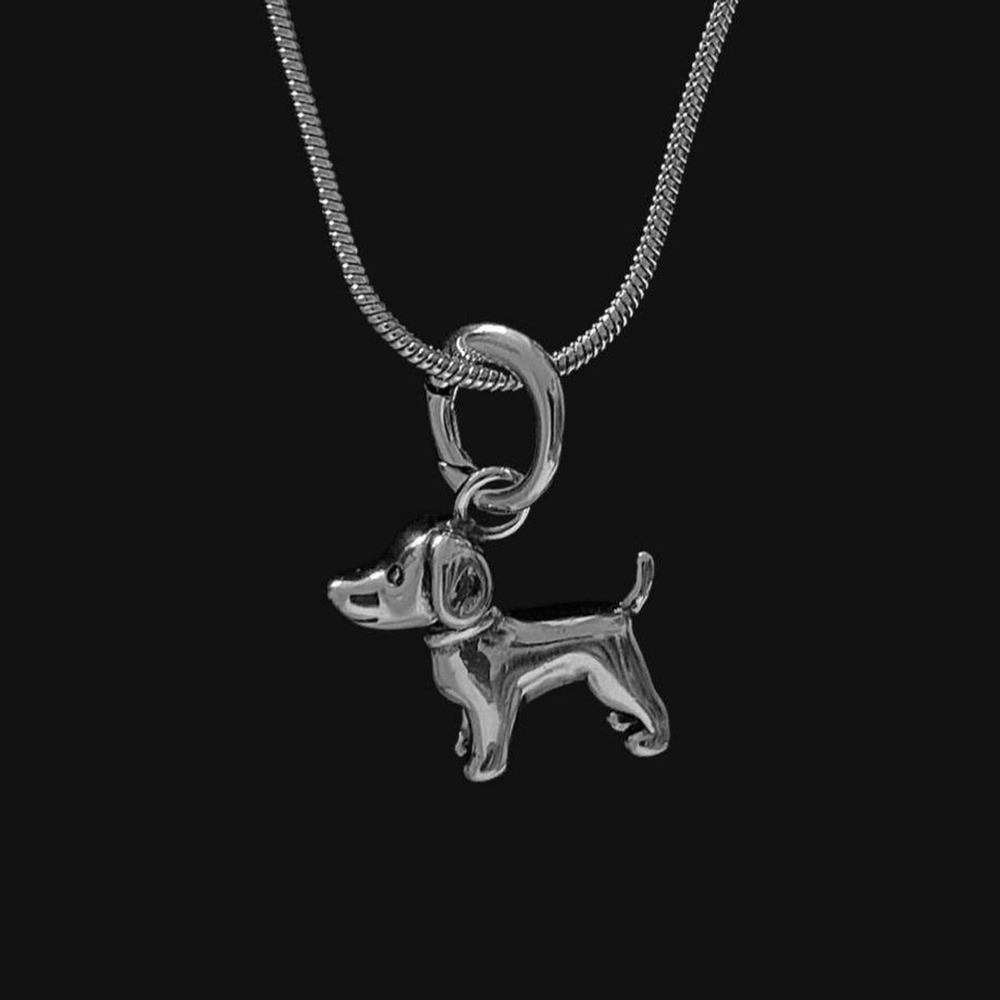 brand new 925 sterling silver plated dog necklace dachshund dainty minimal19.5"